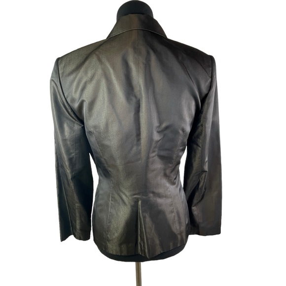 Ann Taylor 100% Silk Chocolate Brown Bronze Blazer Jacket Career Coat Classic - Picture 7 of 14